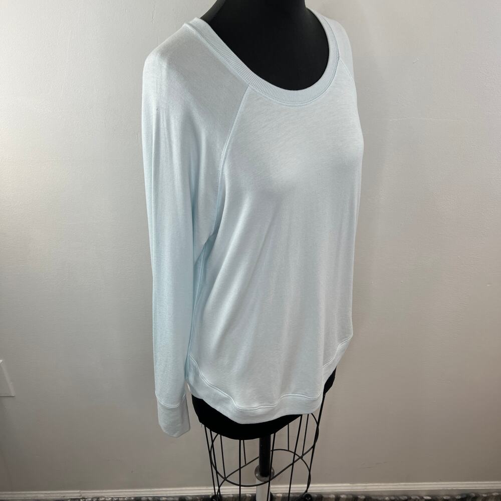 ATHLETA Light Blue Long Sleeve Scoop Neck Mindset Modal Pullover Sweatshirt Sz L - Picture 3 of 8